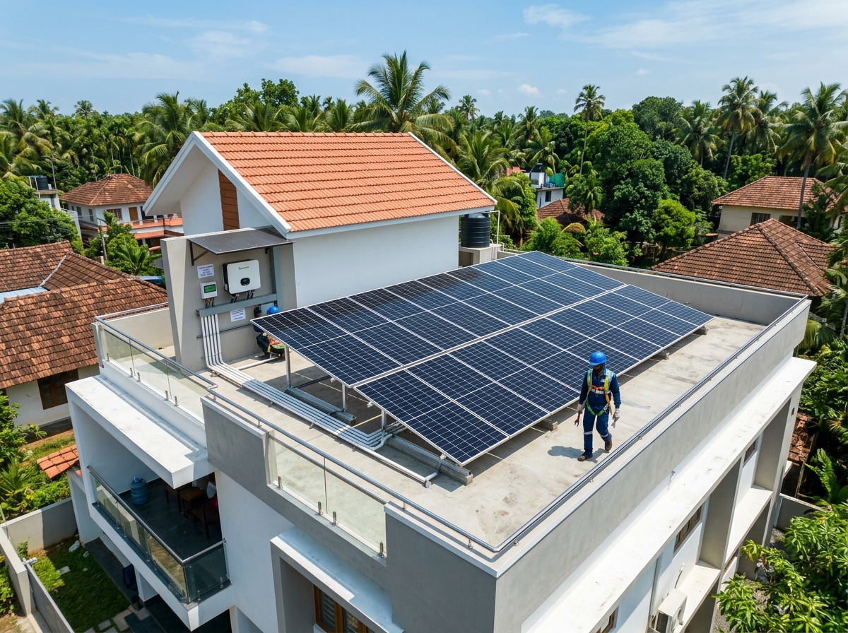 Residential rooftop solar installation